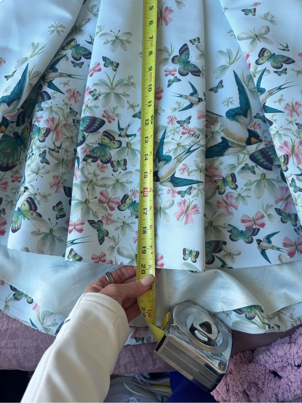 Ted Baker Pale Blue Circle Skirt with Butterfly & Floral Print - Picture 9 of 10